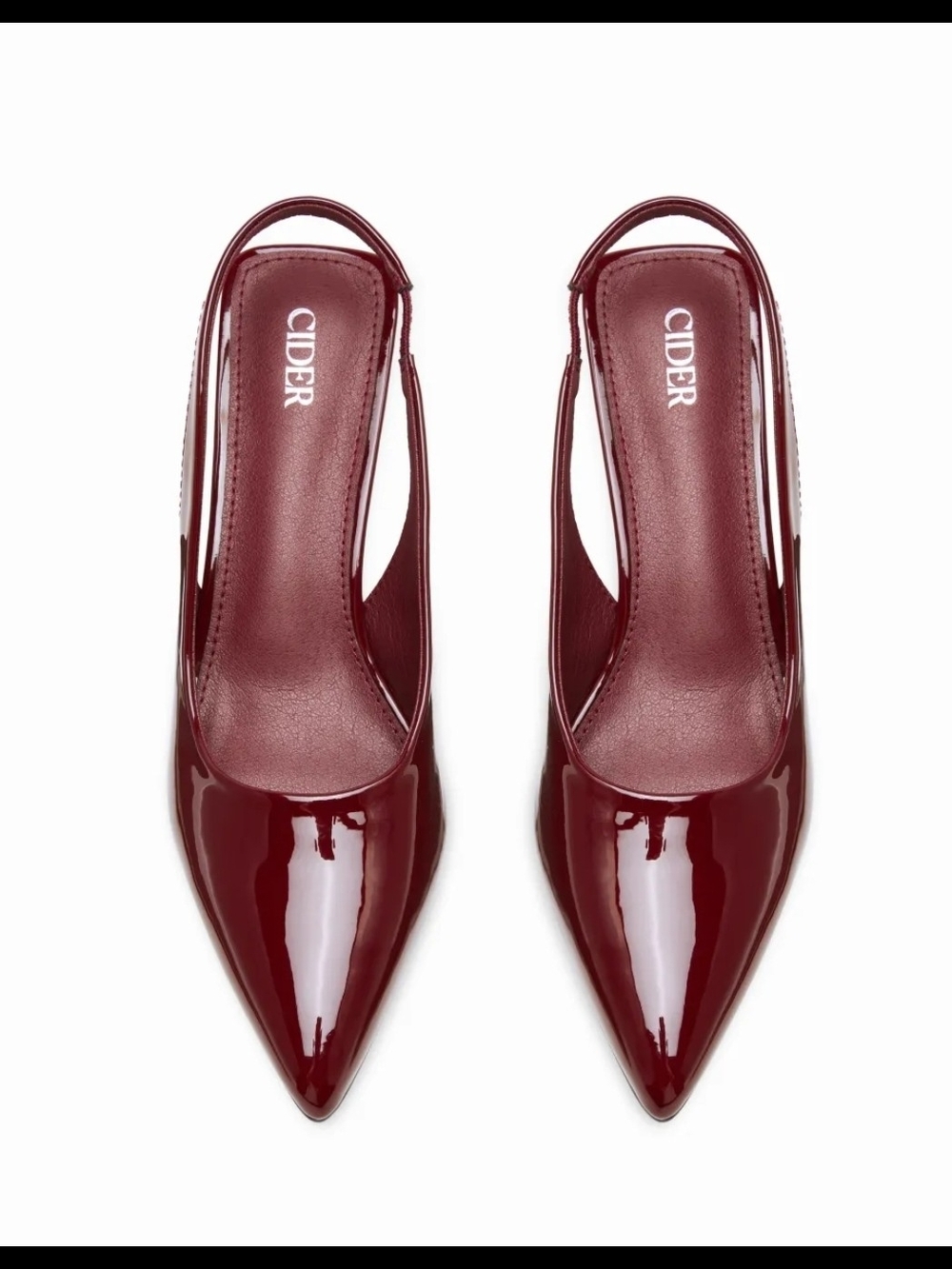 Cider Wine Patent Slingback Pointed-Toe Kitten Pumps 8